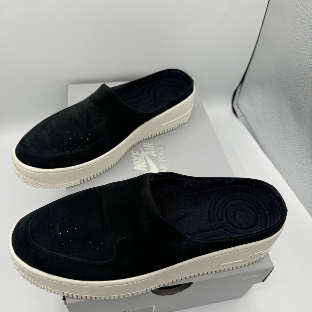 NWT Nike Air Force 1 Lover XX Black Suede Leather Slip On Mule Platform Sneakers - Picture 13 of 16